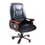 Scaun managerial, ergomomic, birou PRO148M, piele naturala de lux, manere lemn, mecanism multiblock - imagine 3