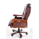 Scaun managerial, ergomomic, birou PRO148M, piele naturala de lux, manere lemn, mecanism multiblock - imagine 4