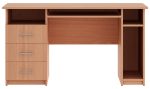 Masa informatica 1400 x 600 x 750 mm PRO10474, 3 sertare, 2 polite, suport tastatura si unitate centrala, PAL melaminat, Cant ABS, Fag, IT - imagine 2