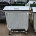 Container zincat 1100L cu capac semi-rotund | Eurocontainer metalic EN 840