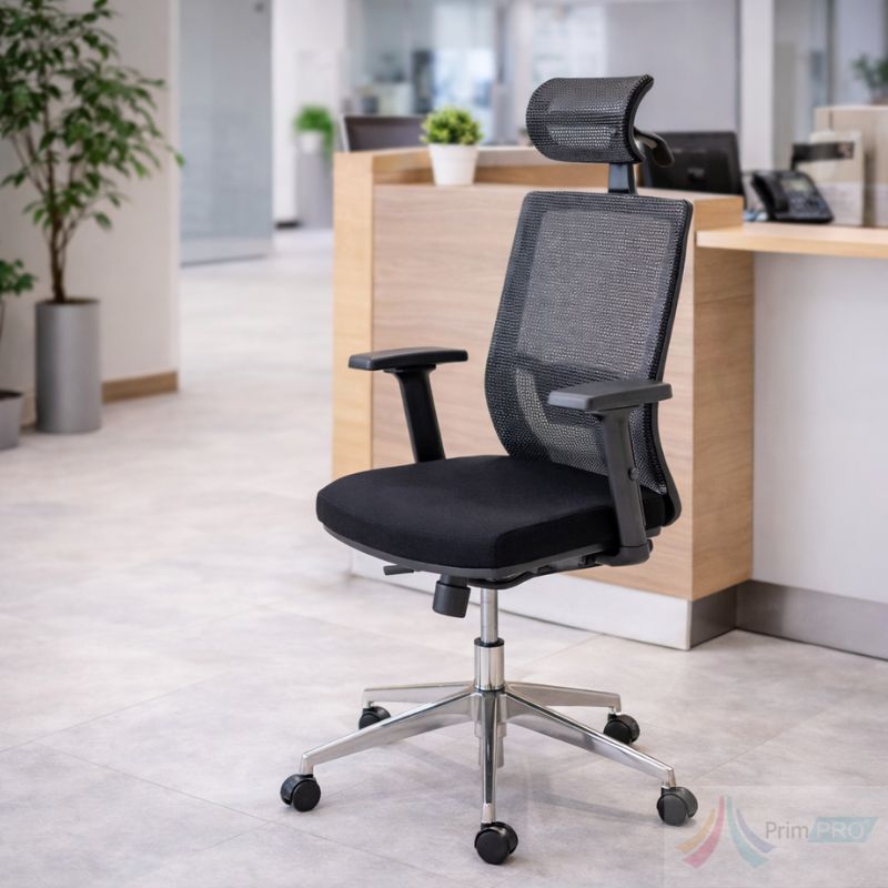 Scaun ergonomic de birou Scaun ergonomic, birou PRO383, manere reglabile, sistem multiblock, aluminiu - imagine 1
