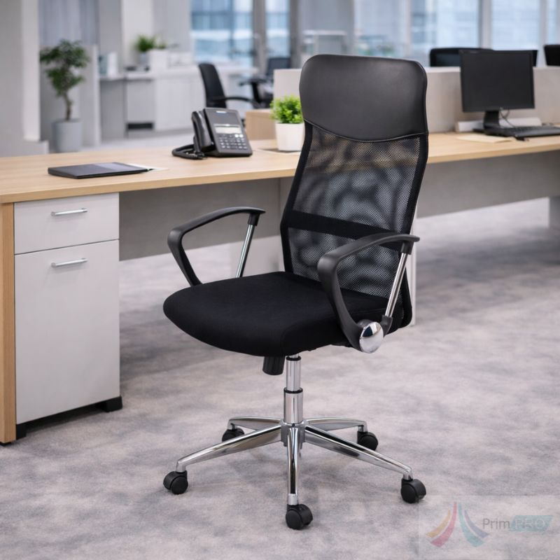 Scaun ergonomic cu șezutul tapițat cu stofă și spătarul din plasa Scaun birou, ergonomic PRO5367 - imagine 1