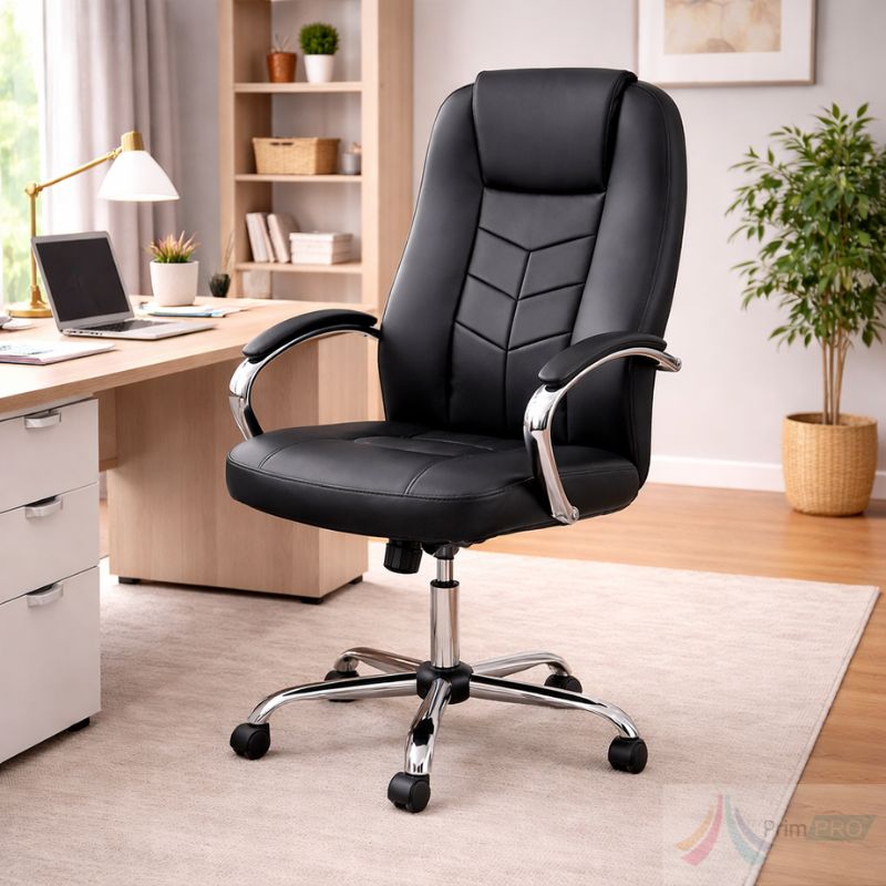 Scaun pentru birou ce are pernele tapitate cu piele ecologica. Scaun Birou PRO678 - imagine 1