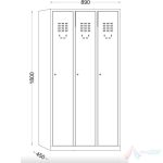 Vestiar 3 uși compartimentat 1200x450x1800 mm PROP827 - imagine 3