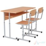 Set banca scolara PROSET.103341 dubla cu inaltime reglabila, teava rotunda, Negru si Gri - imagine 2