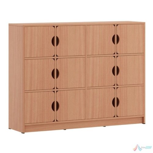 Spații de depozitare generoase Dulapul oferă multiple compartimente, ideale pentru organizarea materialelor didactice. Această funcționalitate ajută la menținerea ordinii, facilitând accesul rapid la materialele necesare activităților educaționale.