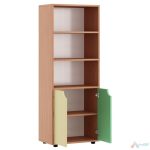 Dulap gradinita cu 2 polite si 2 usi MDF PRO11325,Galben / Verde - imagine 3