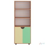 Dulap gradinita cu 2 polite si 2 usi MDF PRO11325,Galben / Verde - imagine 2