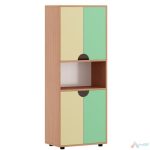 Dulap gradinita cu 1 compartiment si 4 usi MDF PRO11327, Galben / Verde