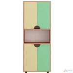 Dulap gradinita cu 1 compartiment si 4 usi MDF PRO11327, Galben / Verde - imagine 2