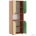 Dulap gradinita cu 1 compartiment si 4 usi MDF PRO11327, Galben / Verde - imagine 3