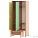 Vestiar gradinita cu 2 usi si bancuta PRO11340 Galben / Verde - imagine 3
