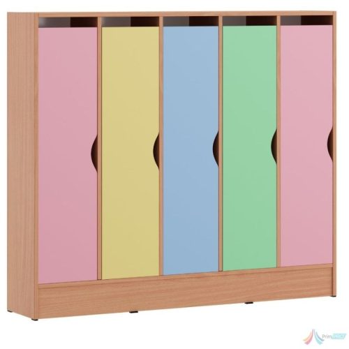 Depozitare eficientă Vestiarul oferă un spațiu generos pentru depozitarea hainelor și accesoriilor. Cu compartimente dedicate pentru genți, umbrele sau jucării, acesta asigură o organizare optimizată, contribuind la menținerea ordinii în grădiniță.