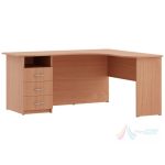 Birou directorial Eliss Elegance 1600 x 1400 x 750 mm PRO10475, 3 sertare, PAL melaminat, Cant ABS, Fag
