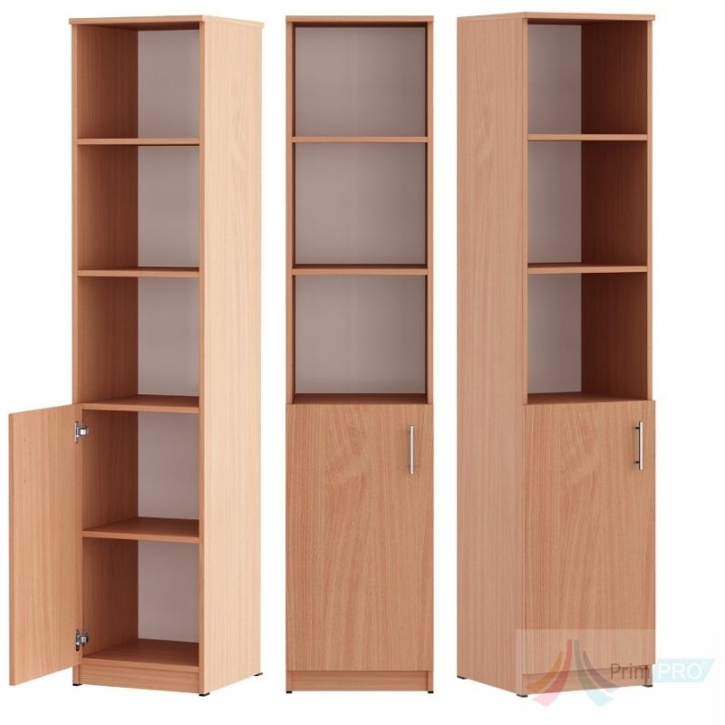 Dulap biblioteca Eliss 400 x 400 x 1900 mm, 1 usa si 3 Dulap biblioteca Eliss 400 x 400 x 1900 mm PRO80465, 1 usa si 3 compartimente, PAL melaminat, Cant ABS, Fag - imagine 1