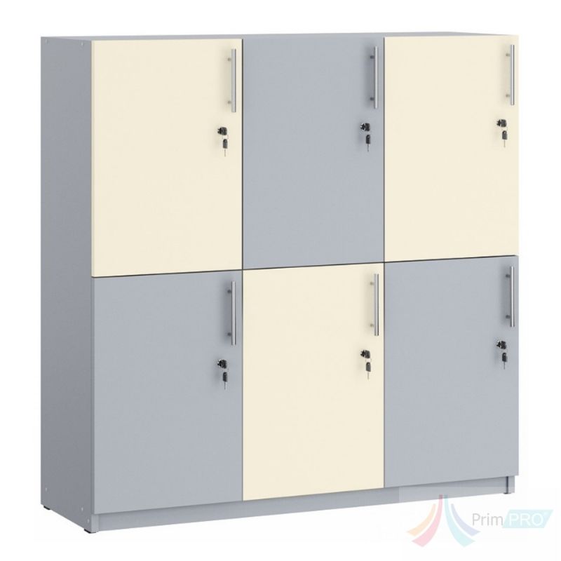 Dulap individual elevi Dulap individual elevi 1200 x 400 x 1220 mm PRO11399, 6 casete, incuietoare, PAL melaminat, Cant ABS, Gri/Crem - imagine 1