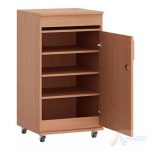 Dulap depozitare echipamente audiovizuale 600 x 550 x 1100 mm PRO11301, 3 polite, incuietoare, PAL melaminat, Cant ABS, Fag - imagine 2