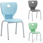Scaun vizitator PRO11027 tip scoica cu sezut din plastic, Albastru, Gri, Verde