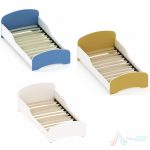 Pat cresa copil 1400 x 700 x 500 mm PRO13311, PAL melaminat, Alb, Galben, Albastru
