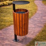 Cos de Gunoi Parc din Lemn cu Capac PRO05