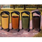 Cos de Gunoi Parc din Lemn cu Capac PRO07 - imagine 2