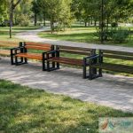 Bancă stradală parc PRO46 – lemn și metal - imagine 2