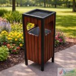 Cos Gunoi Parc cu Capac si Scrumiera PRO01 - imagine 2