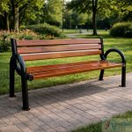 Bancă stradală parc PRO49 – lemn și metal