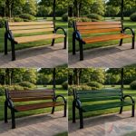 Bancă stradală parc PRO49 – lemn și metal - imagine 2