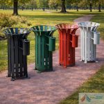 Cos de Gunoi Stradal Metalic cu Scrumiera PRO37 - imagine 2