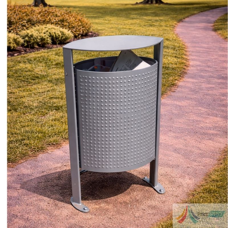 WENGE (99) Cos de Gunoi Parc Metalic cu Capac PRO15 - imagine 1